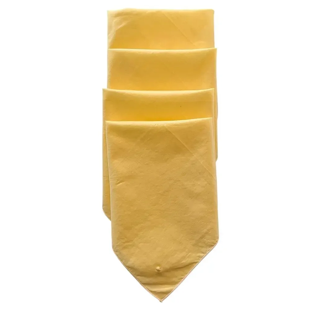 Vintage Set of 4 Cocktail Napkins & Square Table Cover Butter Yellow Cotton